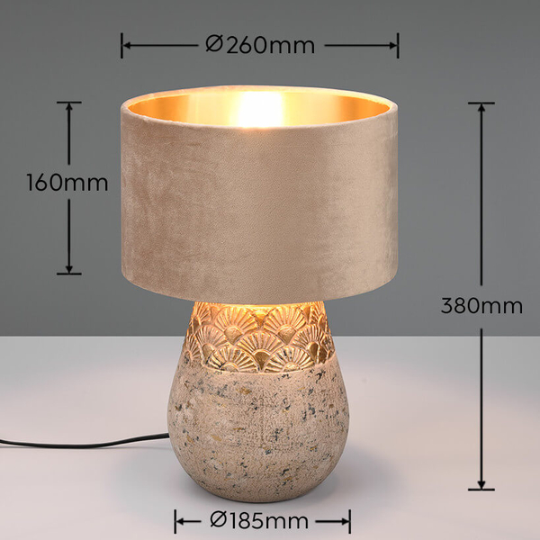 Ceramiczna lampka stołowa Kiran R51231061 do salonu wzorzysta szary