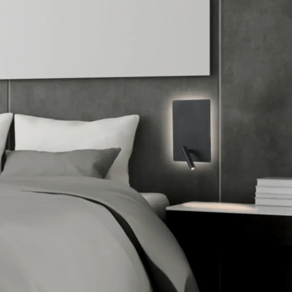 Naścienna lampa do hotelu H41 LED 3+5W 3000K do czytania czarny