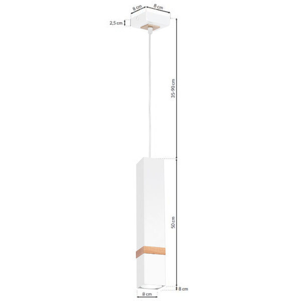 LAMPA wisząca VIDAR MLP5408 Milagro metalowa OPRAWA prostokątny ZWIS skandynawski biały