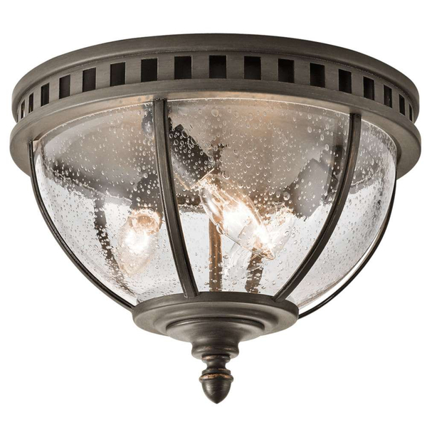 Zewnętrzna LAMPA sufitowa stropowa Halleron KL-HALLERON-F Elstead KICHLER ogrodowa OPRAWA rustykalna outdoor IP44 czarna przezroczysta