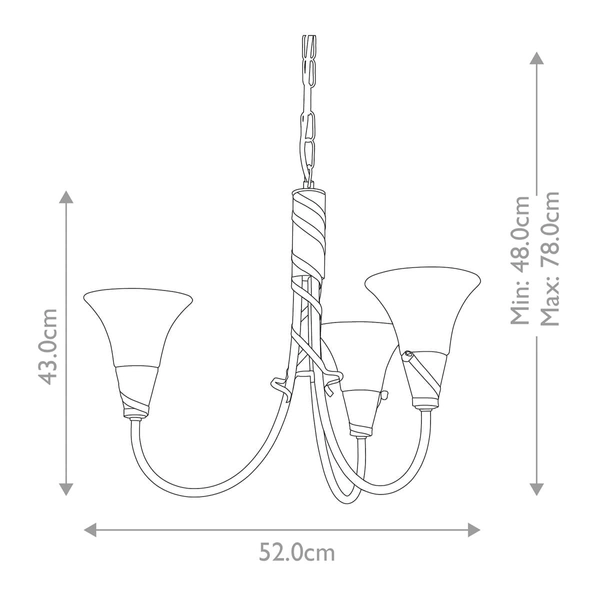 Pałacowy żyrandol salonowy EM3-COPPER na łańcuchu miedziany