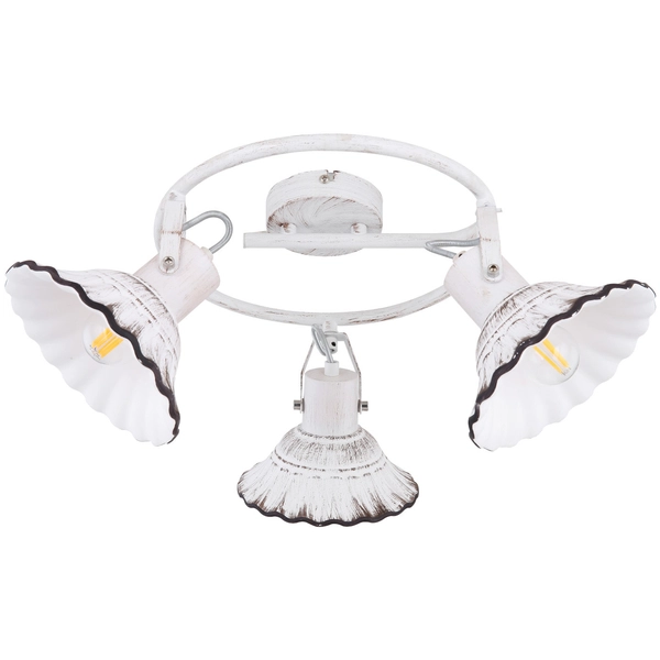 Prowansalska LAMPA sufitowa JOWITA 54050-3 Globo reflektorowa OPRAWA shabby biała czarna