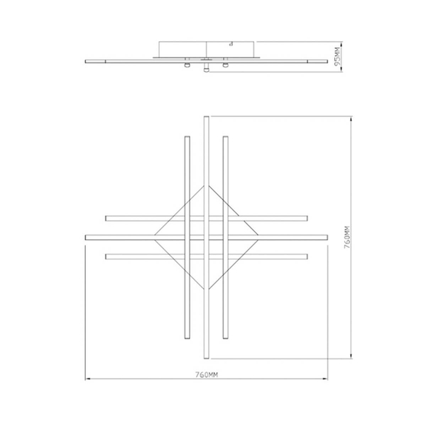 Nowoczesna lampa sufitowa Cross listwy LED 48W chrom