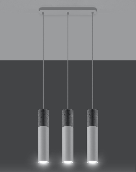 Wisząca LAMPA skandynawska SL.0649 loftowa OPRAWA tuby ZWIS metalowy beton biały