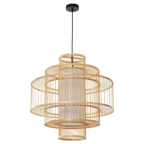 Lampa wisząca ratanowa Stela LP-2026/1P japandi do salonu beżowa