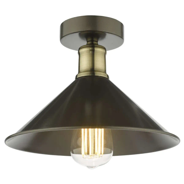 Lampa sufitowa retro Jalen JAL0161 stożek grafitowy mosiądz