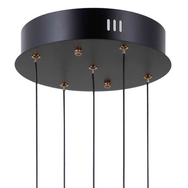 Szklana lampa zwis Montiela PND-34374-5-BK LED 125W 3000K czarny biały złoty