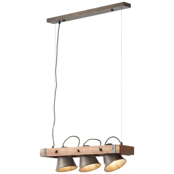 Potrójna lampa wisząca Plow 82173/46 loftowa drewniana czarna
