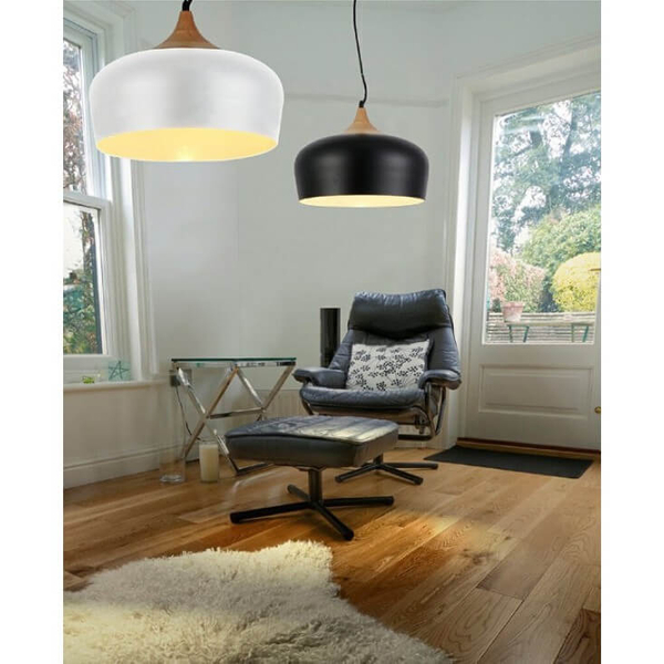 Loftowa lampa wisząca Parma metalowa do holu czarna drewno
