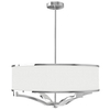 Klasyczna lampa wisząca Gerdo zwis abażurowy biały chrom