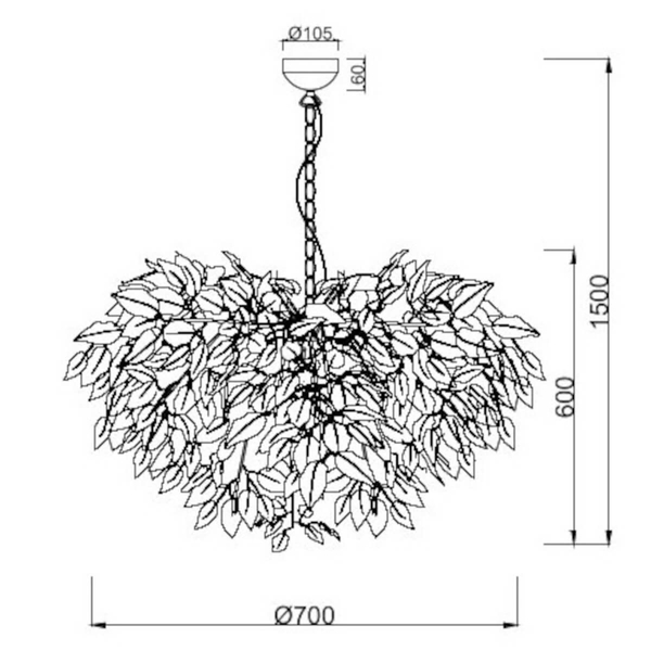 Lampa wisząca do jadalni Leavy R10464015 RL Light liście zielona czarna