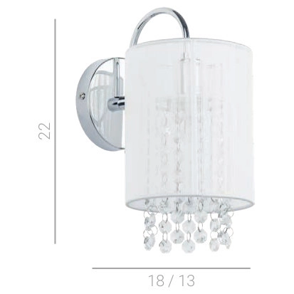 Abażurowa LAMPA kinkiet LANA MBM1787/1 WH Italux kinkiet OPRAWA z kryształkami glamour crystal tuba biała