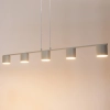 Podłużna lampa wisząca Mila 5 41357 tubki metalowe szare beżowe