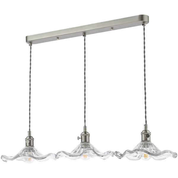 Wisząca lampa szklana Hadano HAD3661-12 falista chrom przezroczysty