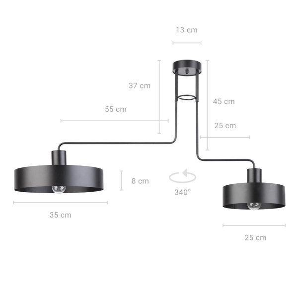 Natynkowa LAMPA sufitowa VASCO 31551 Sigma metalowa OPRAWA loftowy plafon na wysięgniach czarny