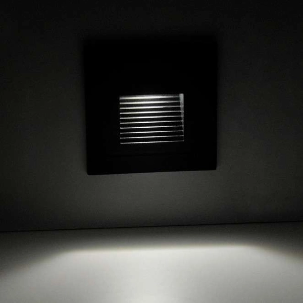 Schodowa LAMPA podtynkowa Q6 LED 313720 Polux kwadratowa OPRAWA wpuszczana LED 3W 4000K metalowa IP44 grafitowa