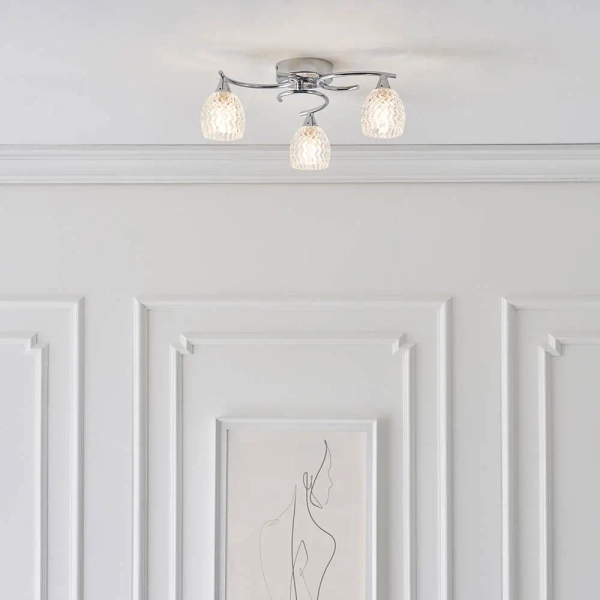 Salonowa lampa sufitowa Boyer BOYER-3CH szklana chrom przezroczysty