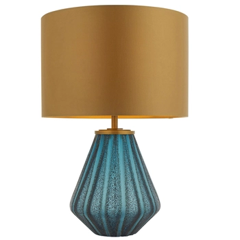 Stołowa lampa L&-193059 Light& szklana z abażurem złota turkusowa
