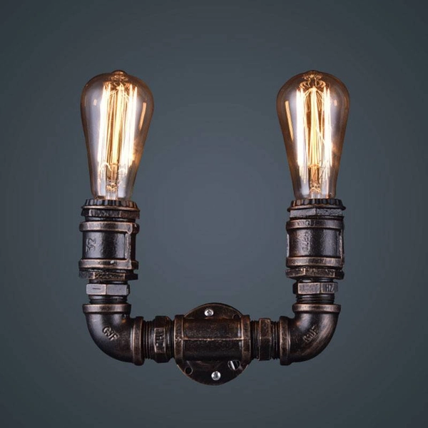 Kinkiet ścienny Tubo Retro ABR-LLK2RR-2XE27 Abruzzo rurociąg czarny