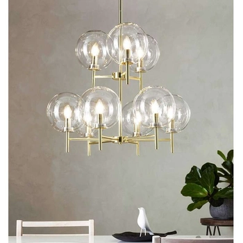 Żyrandol LAMPA wisząca CROWN 107920 Markslojd loftowa OPRAWA skandynawski ZWIS szklane kule balls sticks mosiądz przezroczyste