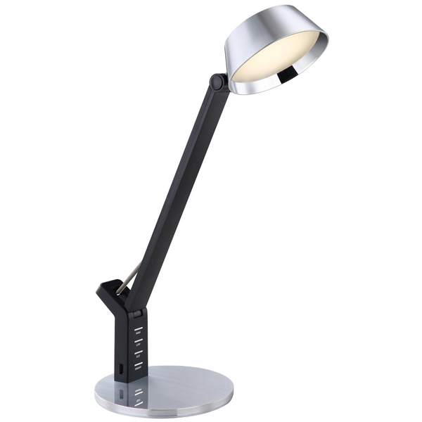 Stojąca lampa URSINO 58422S LED 8W 3000-6300K z portem USB czarna srebrna