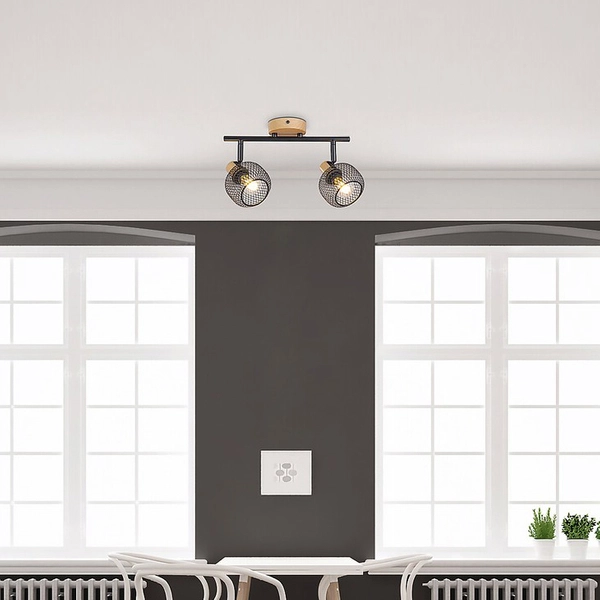 Regulowany plafon Grendel 3128 2-punktowa lampa sufitowa czarna drewno