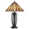 Stołowa lampka witrażowa Victory QZ-VICTORY-TL tiffany brązowa kolorowa