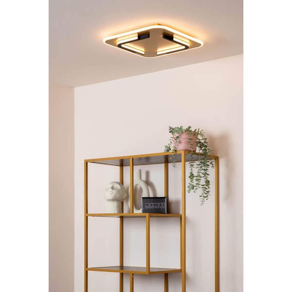 Kwadratowy plafon Andreas 44114/30/02 LED 30W 2700K czarny złoty