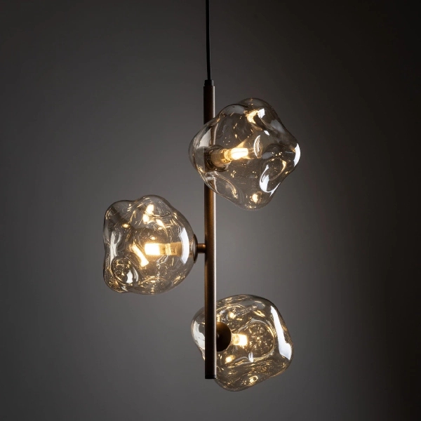 Potrójna wisząca lampa Lava Brown 11036 szklane kule brązowy