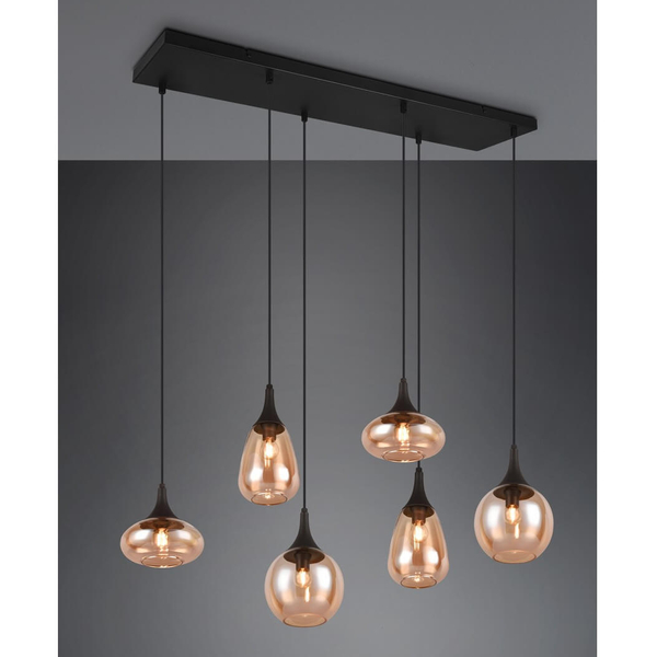 Wielopunktowa lampa zwieszana VESTARI DL613317000 czarna bursztynowa
