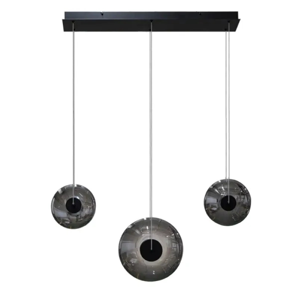 Salonowa lampa wisząca ANDORA przydymiona czarna LED 3x27W 3000K szklana ze ściemniaczem AZ6885
