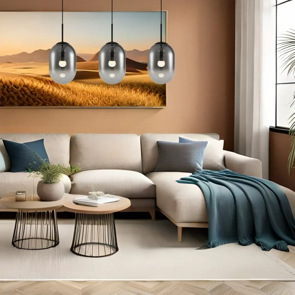 Lampa wisząca do kuchni ALIAS BLACK ML0321 owalna szklana czarna