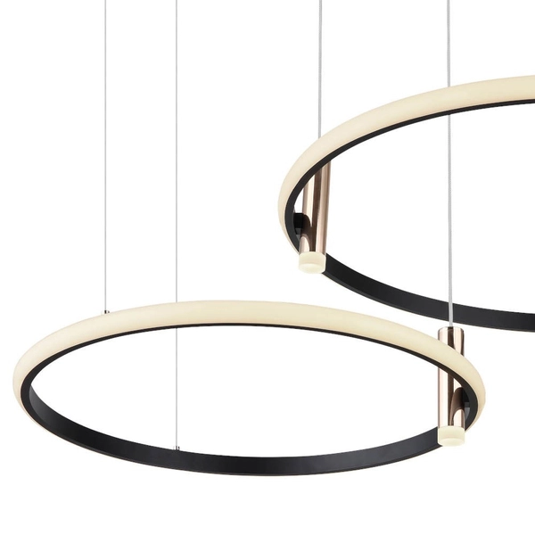 Nowoczesna LAMPA wisząca COCO 67300H Globo metalowe pierścienie LED 55W 2700K - 6000K zwis złoty