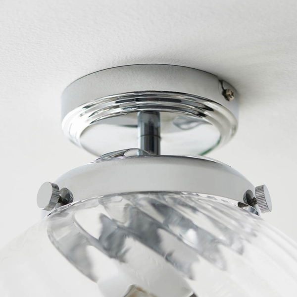 Kulista lampa sufitowa Milston 96488 IP44 szklana chrom przezroczysty