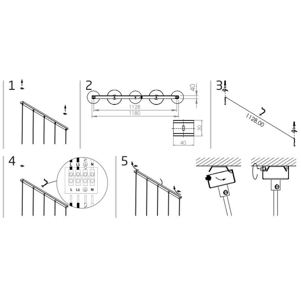 Jadalniana lampa zwisowa Hermanos 10906 Nowodvorski na listwie czarna
