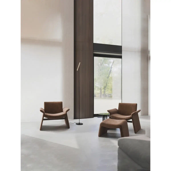 Podłużna lampa podłogowa FARDANO LE45626 do salonu tuba czarna brązowa