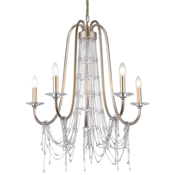 Pałacowa LAMPA wisząca MADRID P05165CP Cosmolight świecznikowy ŻYRANDOL do salonu szampański