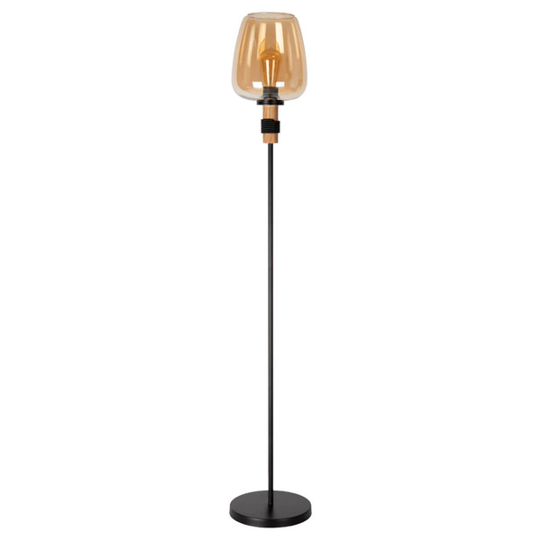Szklana lampa podłogowa Ilona 45708/01/62 czarny bursztynowy