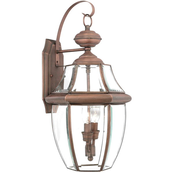Ścienna LAMPA ogrodowa QZ-NEWBURY2-L-AC Elstead QUOIZEL zewnętrzna OPRAWA elewacyjna outdoor retro IP44 miedź przezroczysta