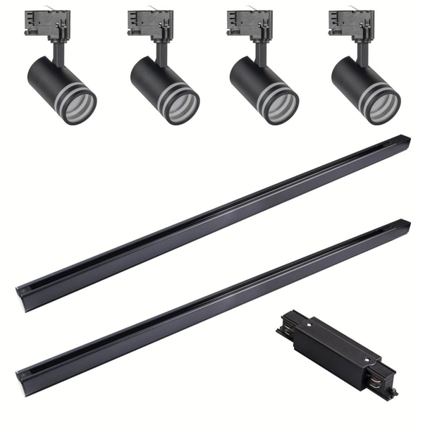 Trójfazowy zestaw szynowy do salonu MILANO 327796 metalowy czarny