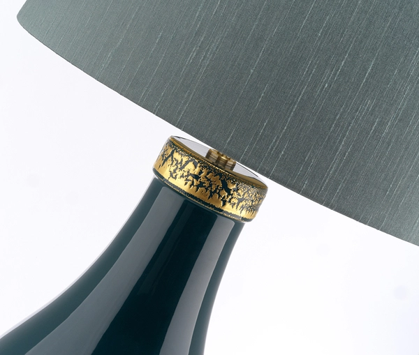 Lampa stołowa QN-HAVERING-TL biurkowa turkusowa złota