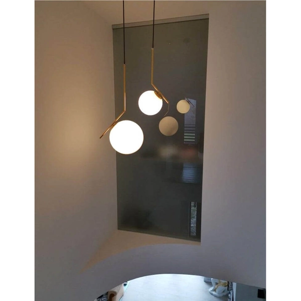 Zwisająca lampa salonowa Milano ABR-LWKT-E27 Abruzzo kula szklana złota