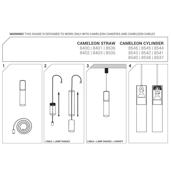 Szklany klosz do lampy Cameleon 8542 przezroczysty biały