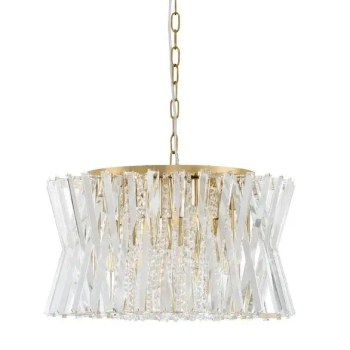 Lampa wisząca glamour MELUNTO LE45152 kryształki do salonu złota