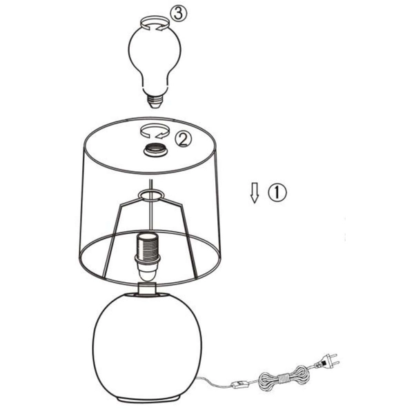 Ceramiczna LAMPA stołowa EUDORA DL011-50821 RL Light abażurowa LAMPKA stojąca nocna szara złota