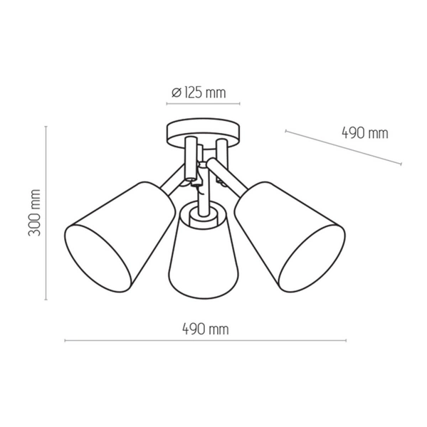 Sufitowa lampa skandynawska Vaio 665 potrójna biała drewniana