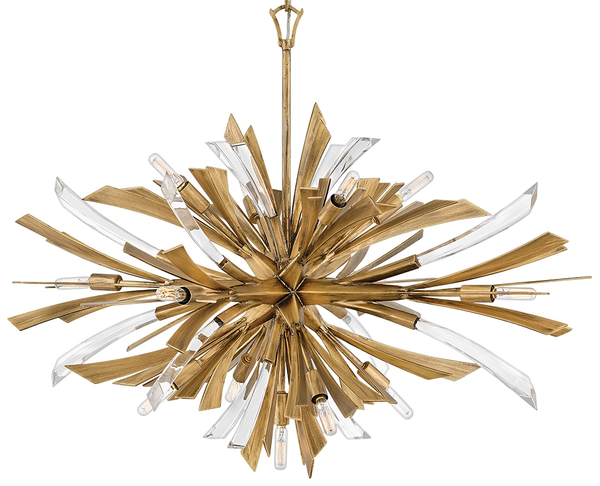 Podłużna wisząca lampa QN-VIDA-13P-W do salonu złota