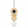 Standardowa lampa wisząca Drops 11173 kula drewniana szklana biała czarna