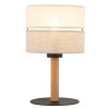 Stołowa nocna lampka Eco 5596 lniany abażur sosna beżowy czarny