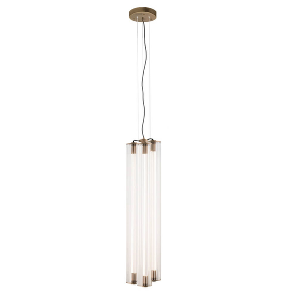 Potrójna wisząca lampa Merezi 3 5218 LED 90W 3000K szklany mosiądz patyna